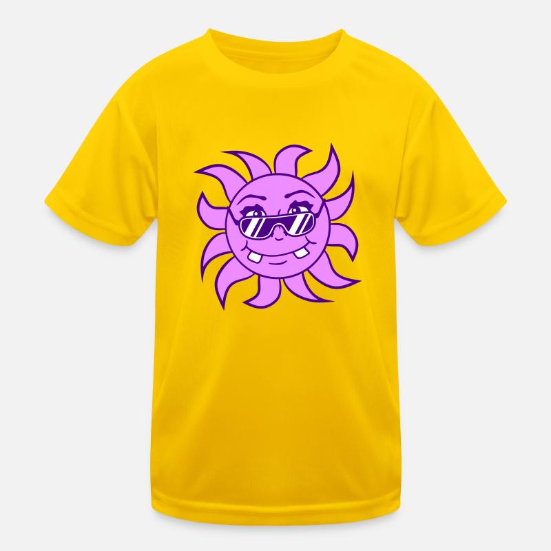 Sonne Lustiges Gesicht Lächeln Comic Sonnenbrille Kinder Funktions-T-Shirt