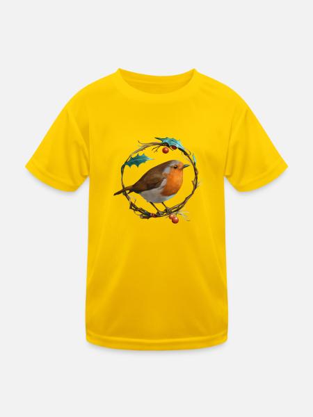 Robin Redbreast - Kinder Funktions-T-Shirt - Eigelb