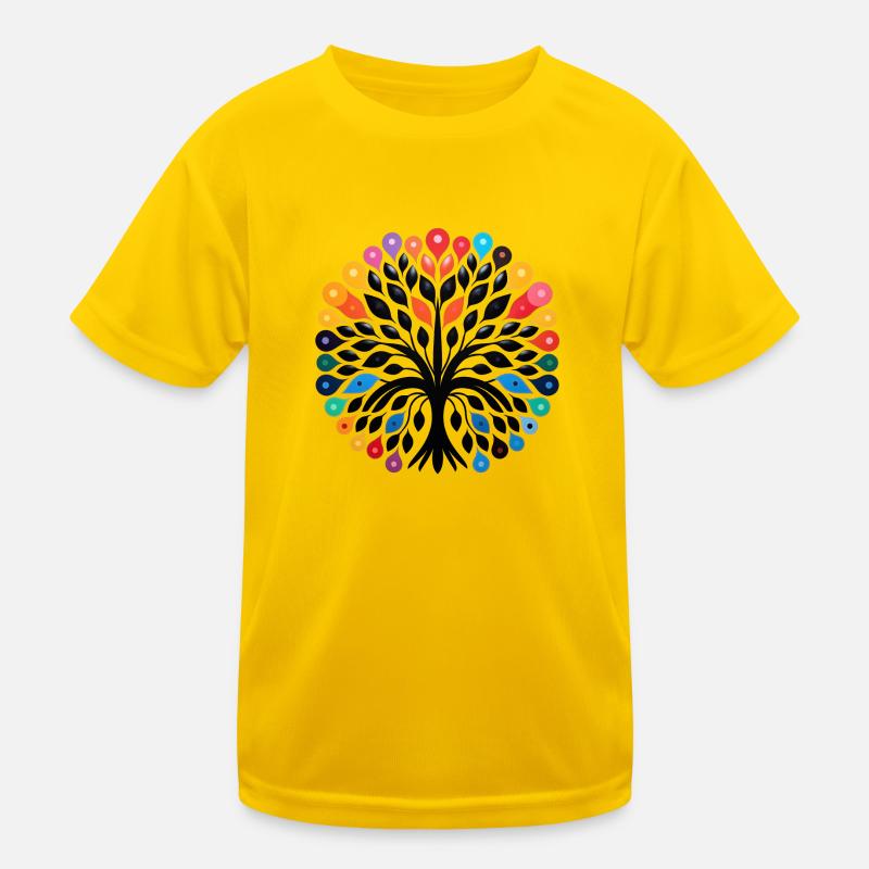 Bunter Lebensbaum - farbenfrohe Dot-Muster Kinder Funktions-T-Shirt
