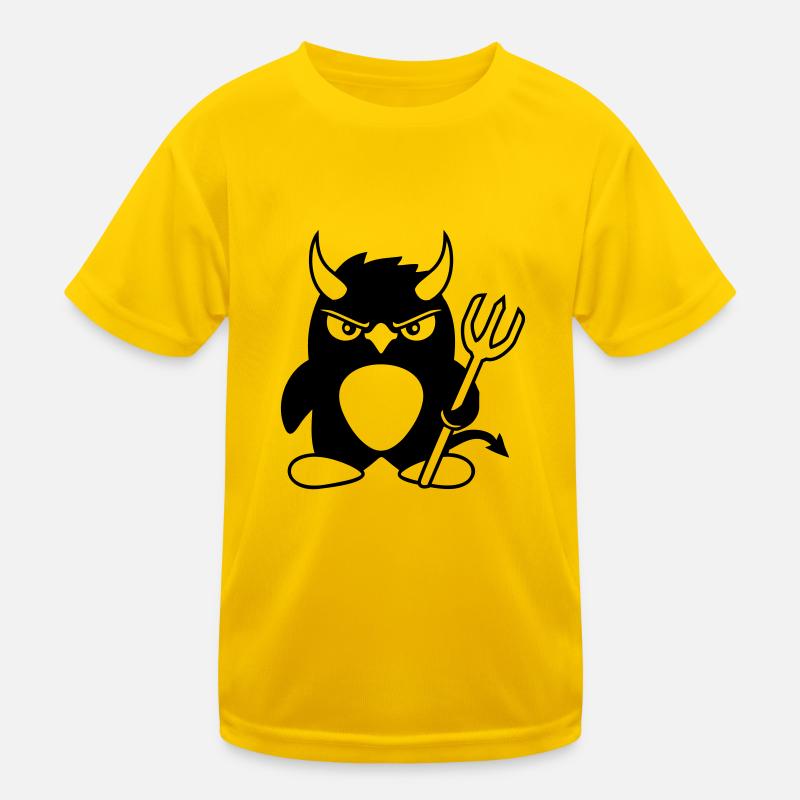 Penguin Devil Horns Trident Hell Evil Satan Kids Functional T-Shirt