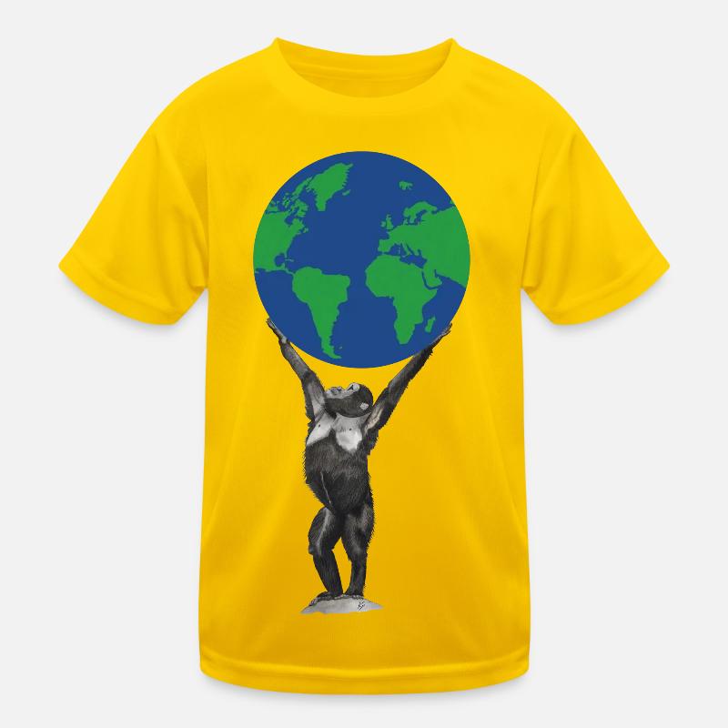 Singe Terre Globe Singe Amour Chimpanzé T-shirt sport Enfant