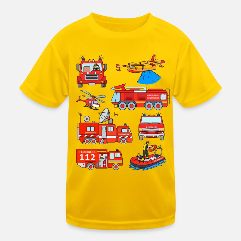 German Fire Trucks Fire Engines Kids Functional T-Shirt