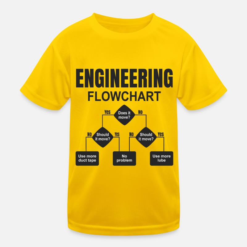 Engineering technischer Flowchart Ingenieur - Kinder Funktions-T-Shirt - Eigelb