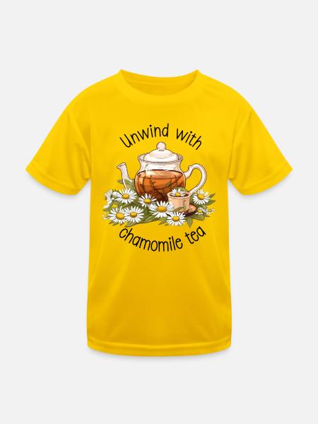 Entspannen Sie sich mit Kamillentee, Aquarell - Kinder Funktions-T-Shirt - Eigelb - Vorne