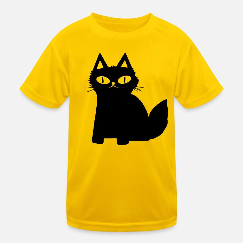 Black kitten Kids Functional T-Shirt