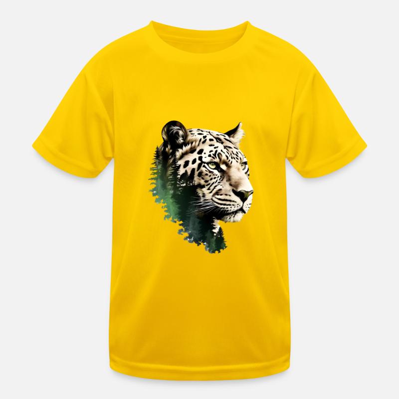 Leopard - Kinder Funktions-T-Shirt - Eigelb