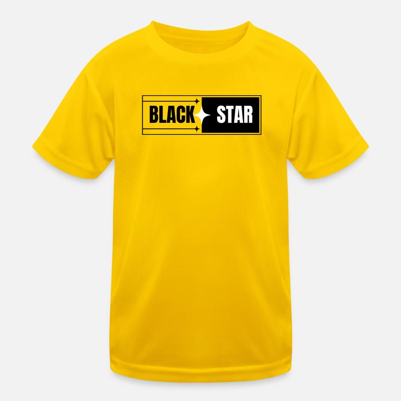 Black Star Contrast Design Kids Functional T-Shirt