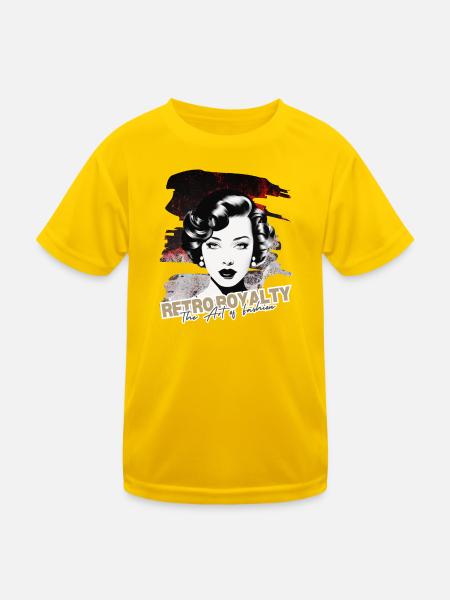 Retro Royalty - Kinder Funktions-T-Shirt - Eigelb - Vorne