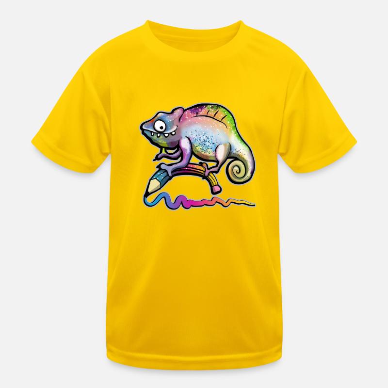Chamäleon mit Stift Kinder Funktions-T-Shirt