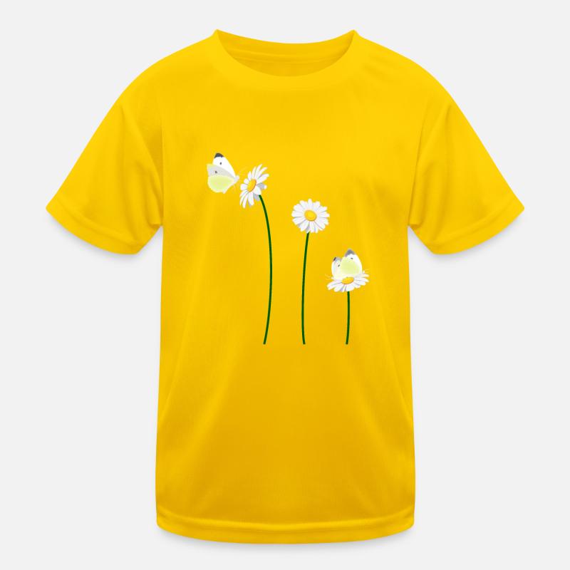 Kohl weiße Schmetterlinge und Gänseblümchen Kinder Funktions-T-Shirt