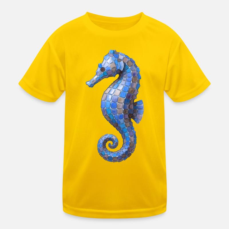 Mosaïque de l’hippocampe - Conception de la mer bleue T-shirt sport Enfant