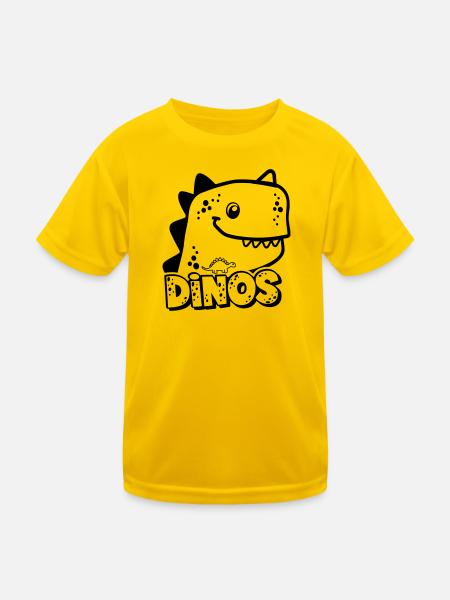 Dinosaure Trex mignon pour enfants - T-shirt sport Enfant - jaune d'œuf - Devant