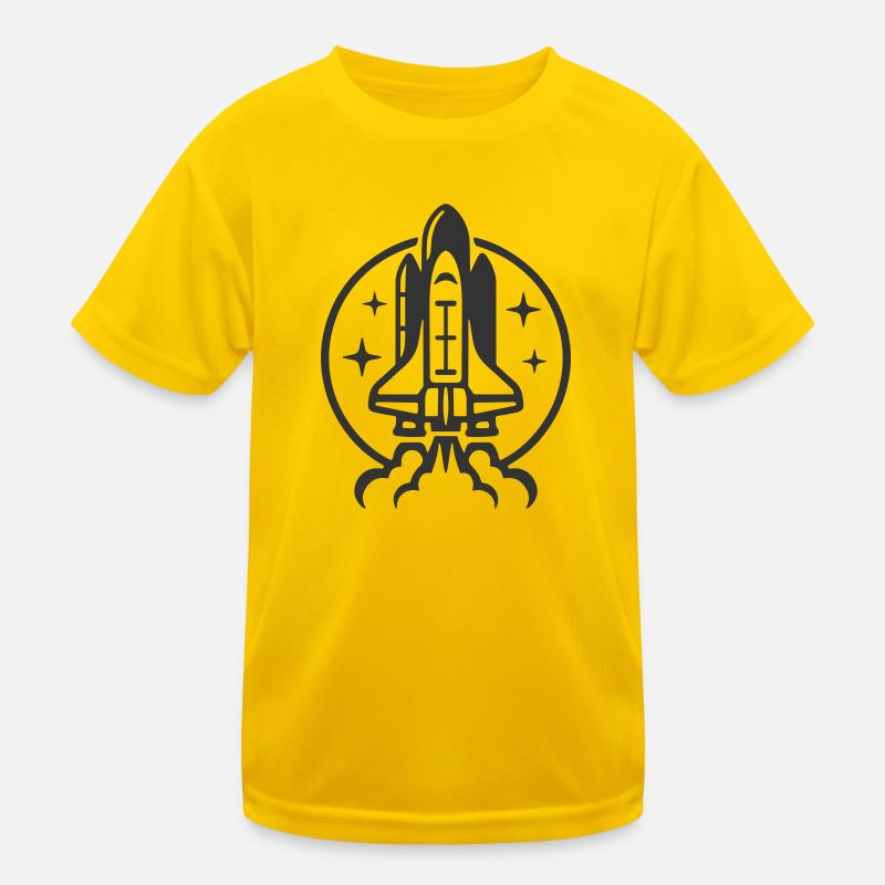 Space shuttle launch logo icon. Take off. Rocket Kids Functional T-Shirt