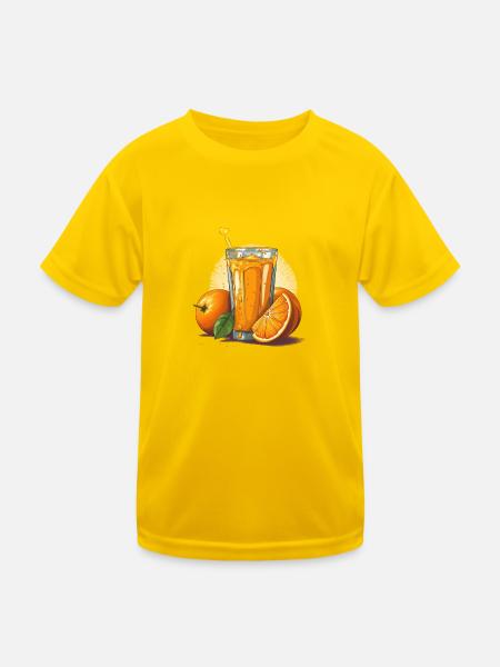 Fruchtiger Orangensaft - National Orange Juice Day - Kinder Funktions-T-Shirt - Eigelb - Vorne