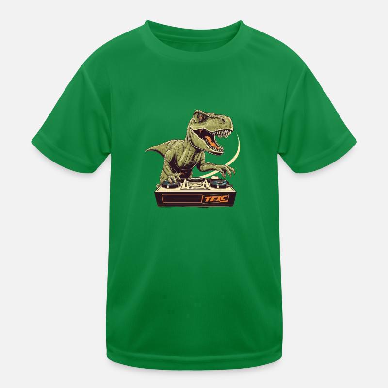 Cool T-Rex DJ with mixer and loop station Kids Functional T-Shirt