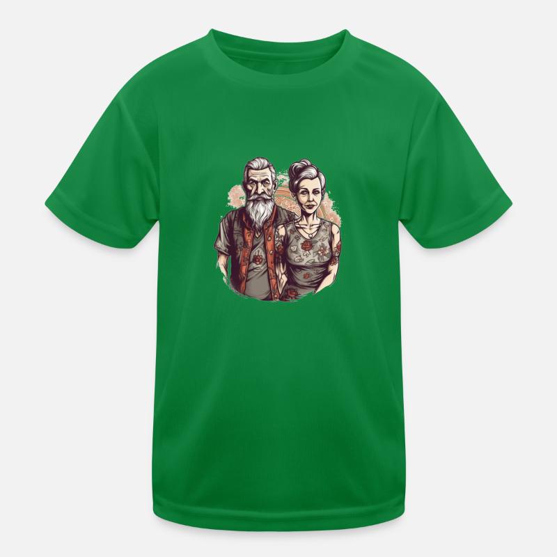 Cooles Bestager Pärchen mit Bart und Tattoos Kinder Funktions-T-Shirt