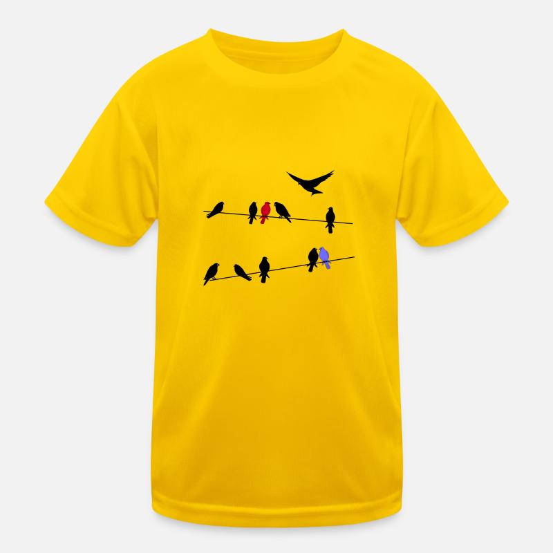Vogel schwarze Zugvögel auf einer Stromleitung Kinder Funktions-T-Shirt