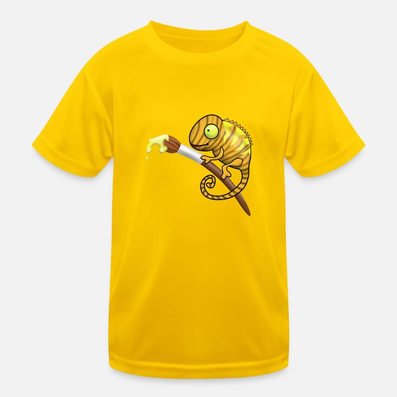 Chamaeleon with brush and paint. gift idea Kids Functional T-Shirt