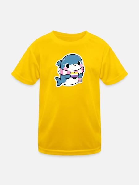 Niedlicher Hai Nonbinarypride - Kinder Funktions-T-Shirt - Eigelb