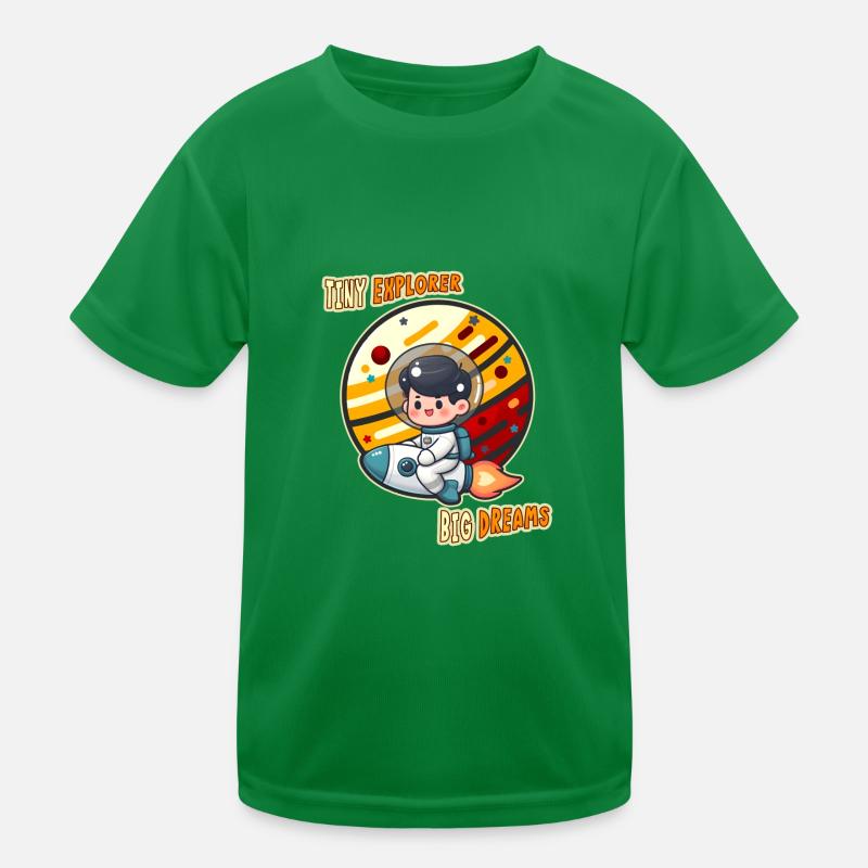 Tiny Cute Explorer, Astronaut Kid on a Rocket Tees Kids Functional T-Shirt
