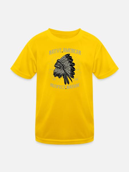 Native american respect nature - Kinder Funktions-T-Shirt - Eigelb
