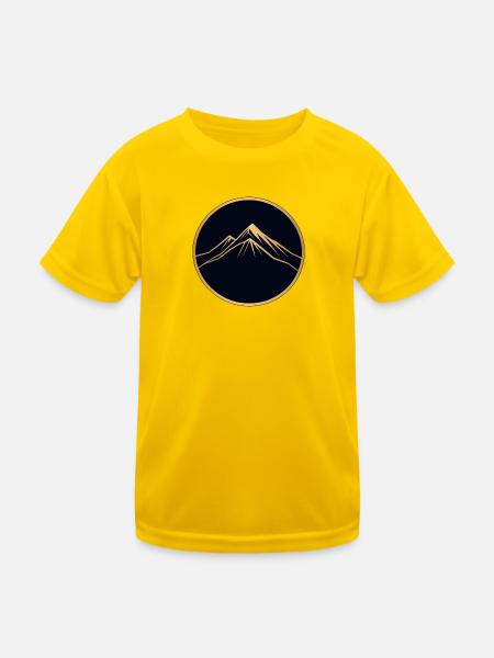 Hiker, Mountain Walk, Round Logo - Kids Functional T-Shirt - egg yellow - Front