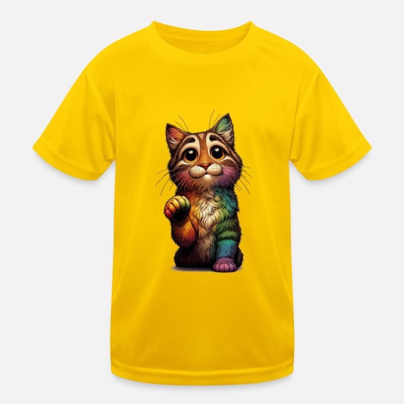 Bettelnder Regenbogen Kater Kinder Funktions-T-Shirt