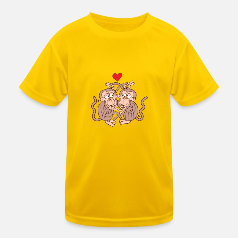 Monkeys Falling in Love while Eating Lice T-shirt sport Enfant