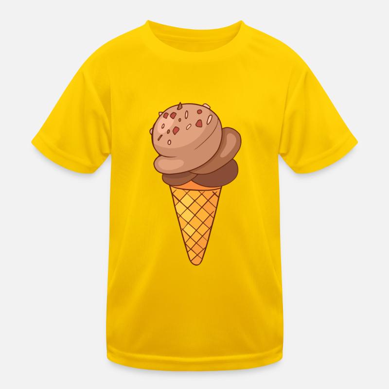 Eis Speiseeis Eiskrem Eiscreme Kugeleis Eisbecher - Kinder Funktions-T-Shirt - Eigelb