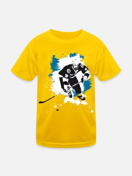 eishockey hockeyspieler puck angriff eisbären haie - Kinder Funktions-T-Shirt - Eigelb