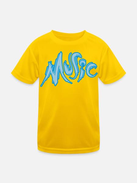 Music - Kinder Funktions-T-Shirt - Eigelb - Vorne