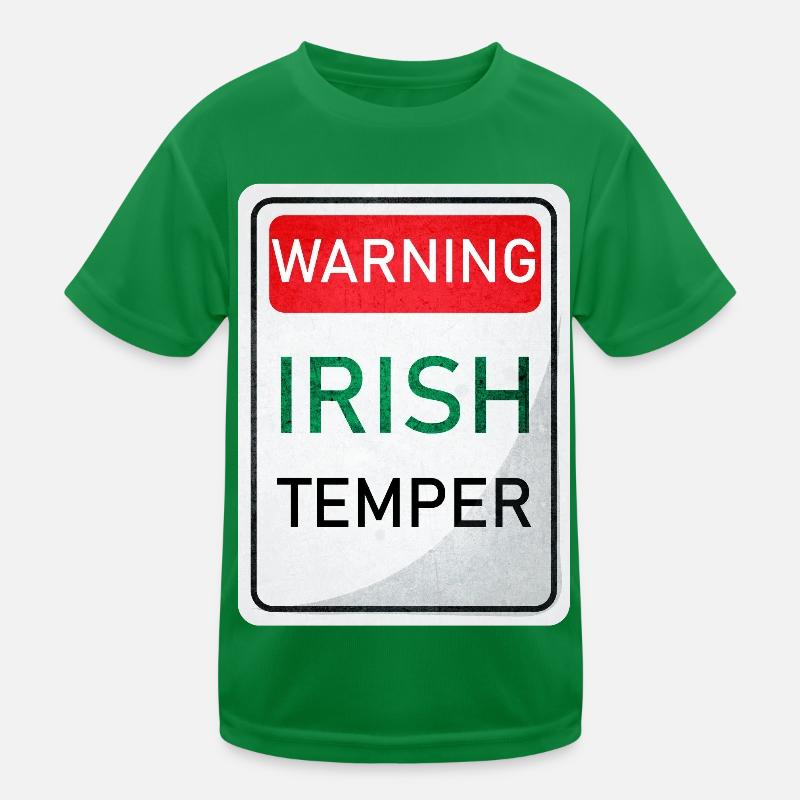 WARNUNG IRISH TEMPER Kinder Funktions-T-Shirt