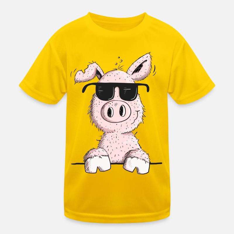 Pfiffiges Schwein mit Sonnenbrille Kinder Funktions-T-Shirt