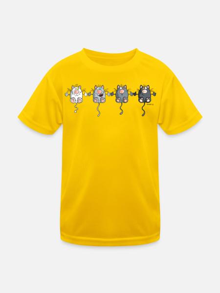 Katzen Team - Kinder Funktions-T-Shirt - Eigelb