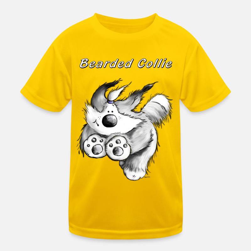 Running Bearded Collie Kids Functional T-Shirt