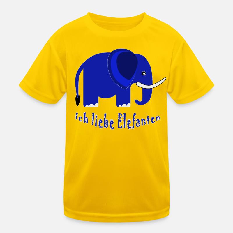 Blauer Elefant Ich liebe Elefanten Kinder Funktions-T-Shirt