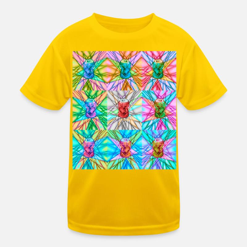 Vibrant Can and Abstract Light Pattern Kids Functional T-Shirt