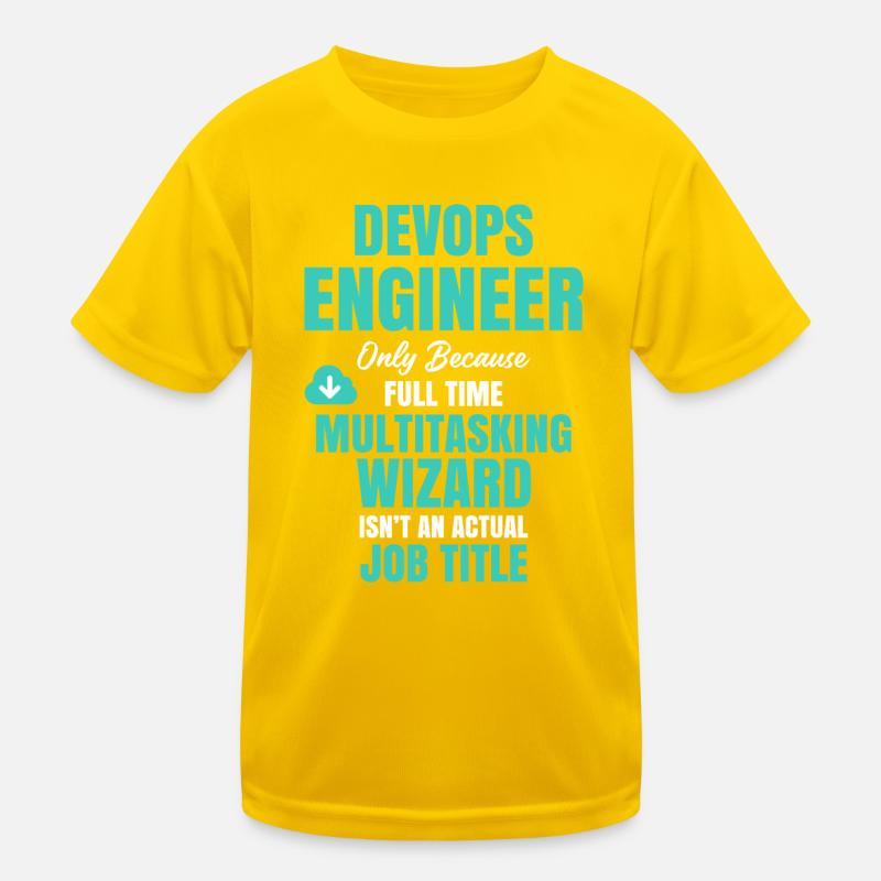 DevOps Engineer Multitasking Wizard - Kids Functional T-Shirt - egg yellow