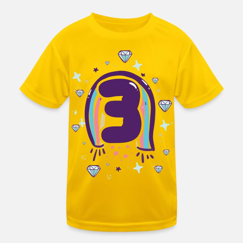 Three Rainbow Gem Emblem Kids Functional T-Shirt