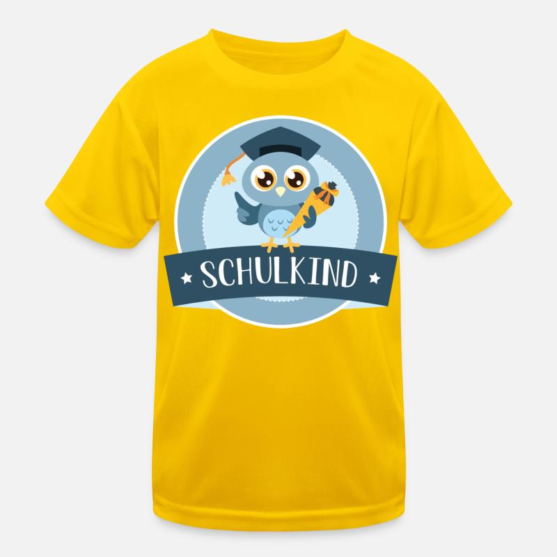Schulkind Eule mit Zuckertüte Kinder Funktions-T-Shirt