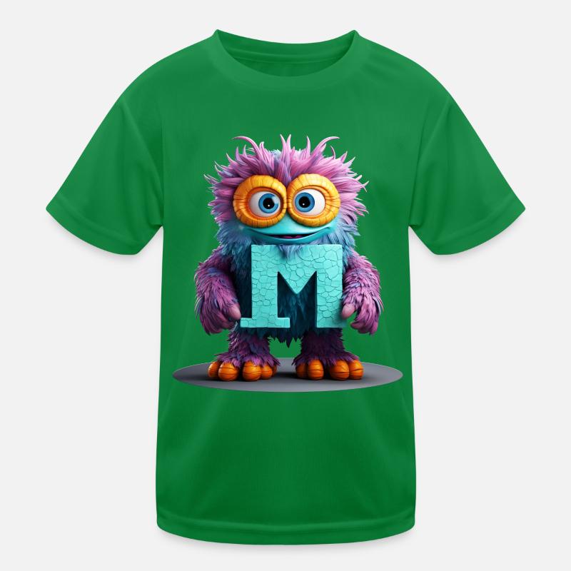 Monstre multicolore avec la lettre M T-shirt sport Enfant