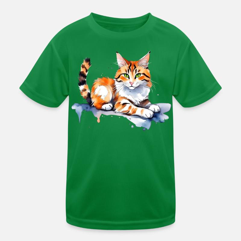Katze im Schnee Kinder Funktions-T-Shirt