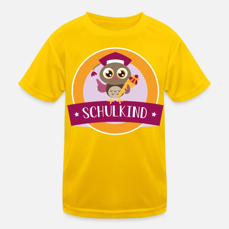 Schulkind Eule mit Zuckertüte Kinder Funktions-T-Shirt