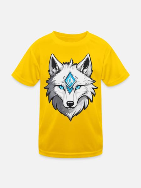 Weißer Wolf - Kinder Funktions-T-Shirt - Eigelb