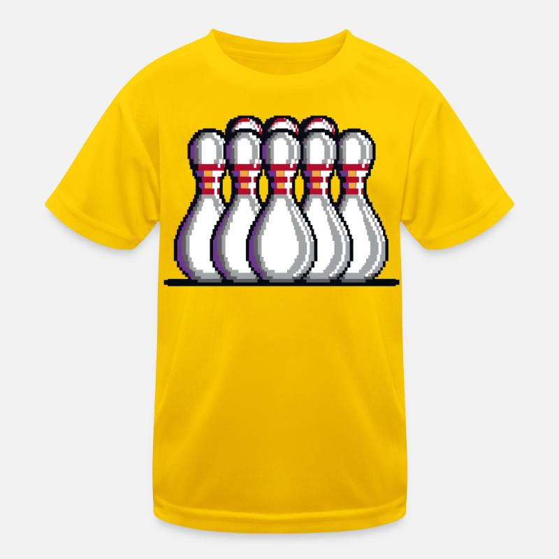 Pixel Bowling Pins Kids Functional T-Shirt