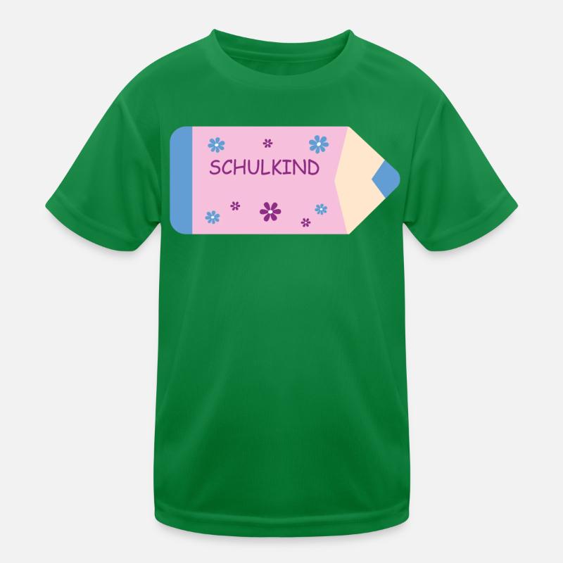Buntstift rosa hellblau kleine Blumen - Schulkind Kinder Funktions-T-Shirt