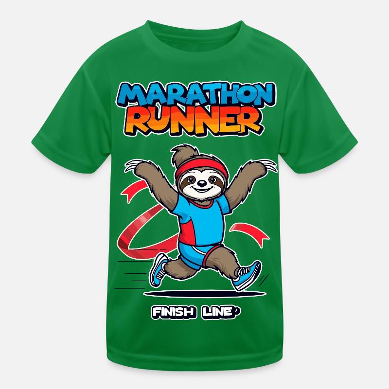 Faultier Marathonläufer Kinder Funktions-T-Shirt