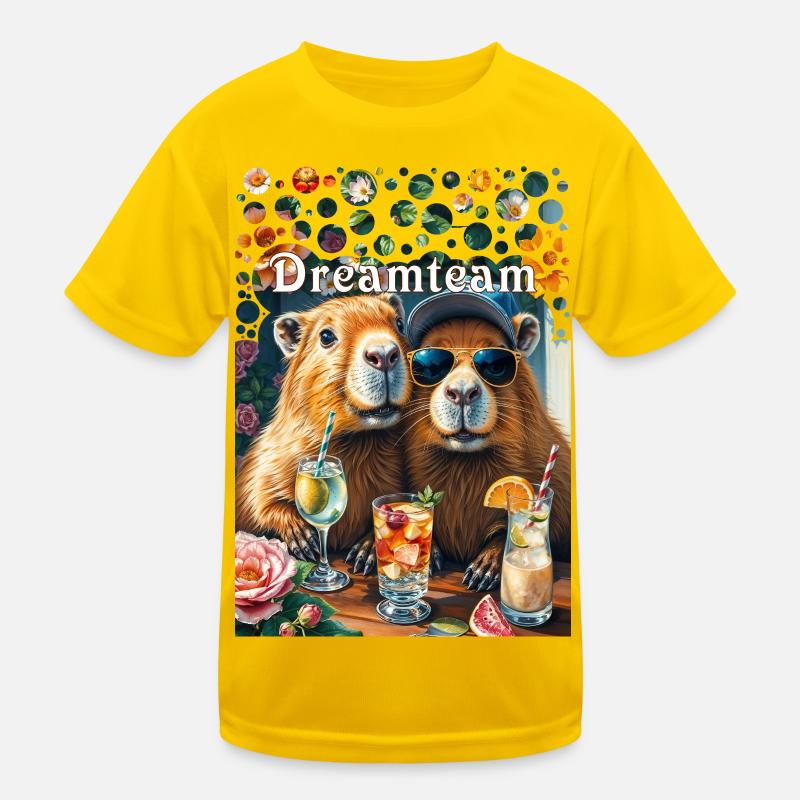 Dreamteam Capybara Couple Teamwork Freizeit Kinder Funktions-T-Shirt