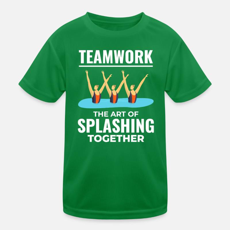 Teamwork Spritzwasser Design Synchronschwimmen Kinder Funktions-T-Shirt