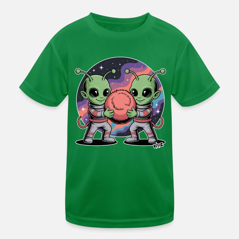 Alien Astronaut Hugging Cosmic Ball Kids Functional T-Shirt